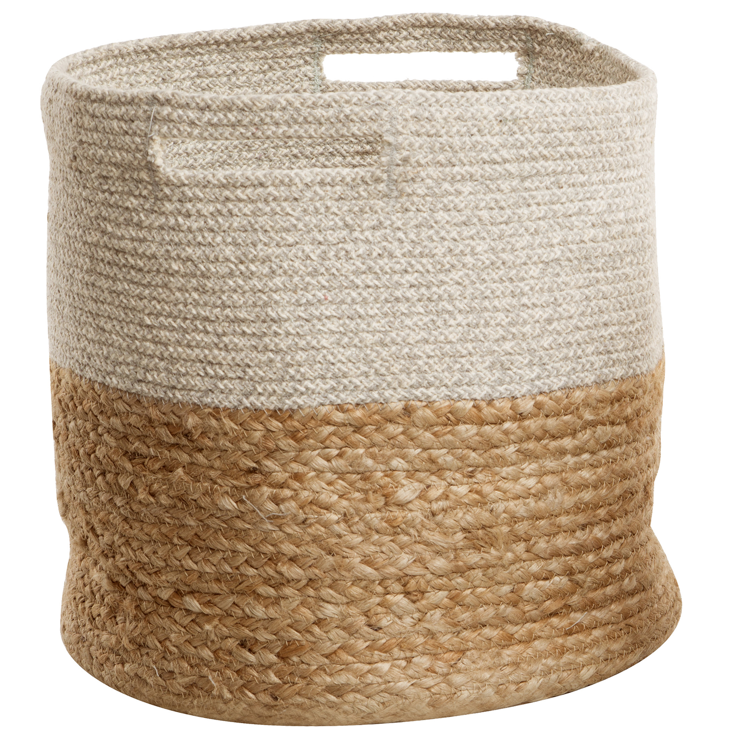 Textilkorb Baumwolle / Jute sandbeige/hellgrau 2er Set NAULLA