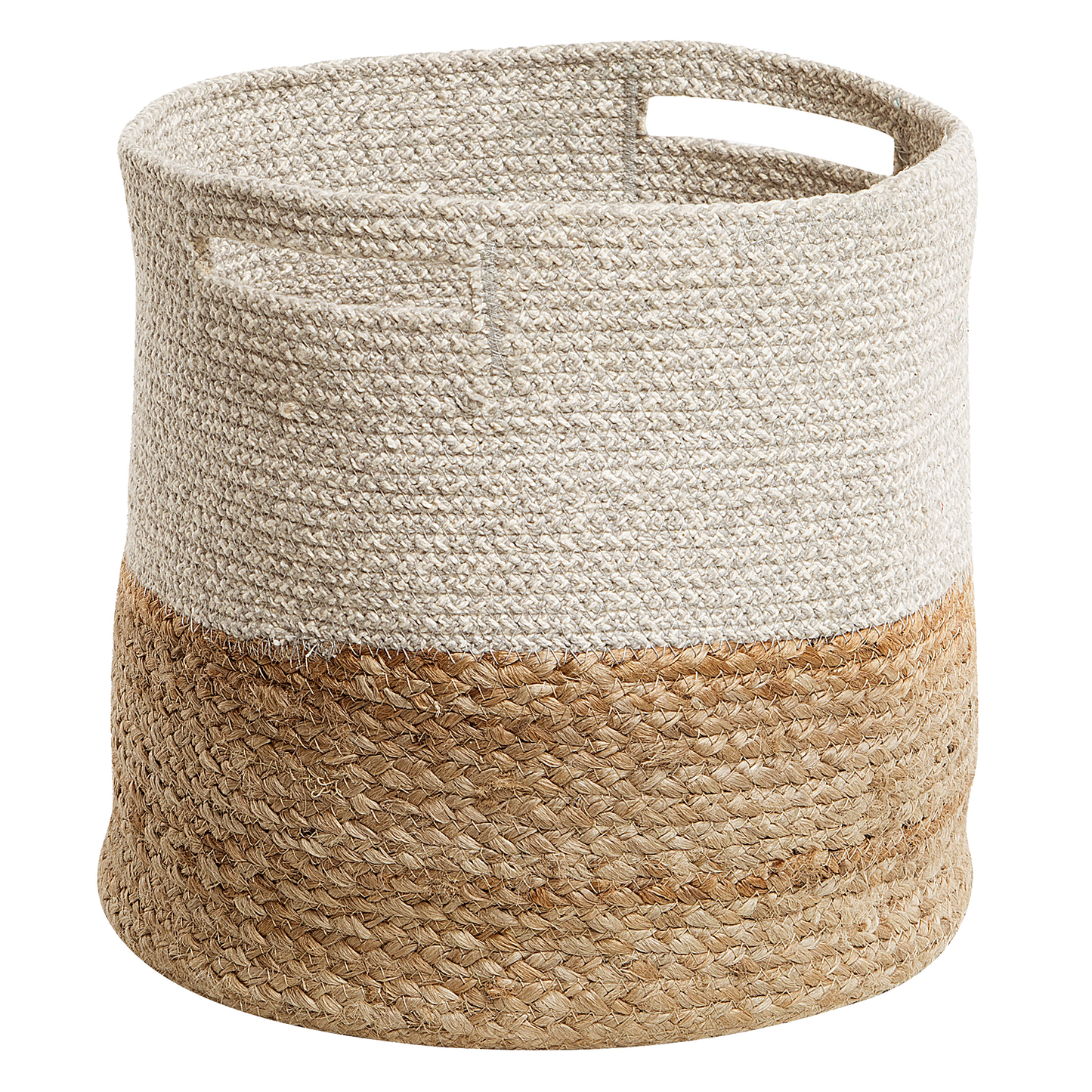 Textilkorb Baumwolle / Jute sandbeige/hellgrau 2er Set NAULLA