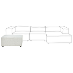 Ottomane Leinen hellgrau quadratisch 88 x 88 cm APRICA