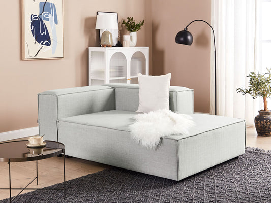 Chaiselongue Leinen hellgrau linksseitig APRICA