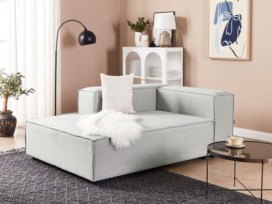 Chaiselongue Leinen hellgrau rechtsseitig APRICA