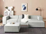 3-Sitzer Ecksofa Leinen hellgrau linksseitig mit Ottomane APRICA