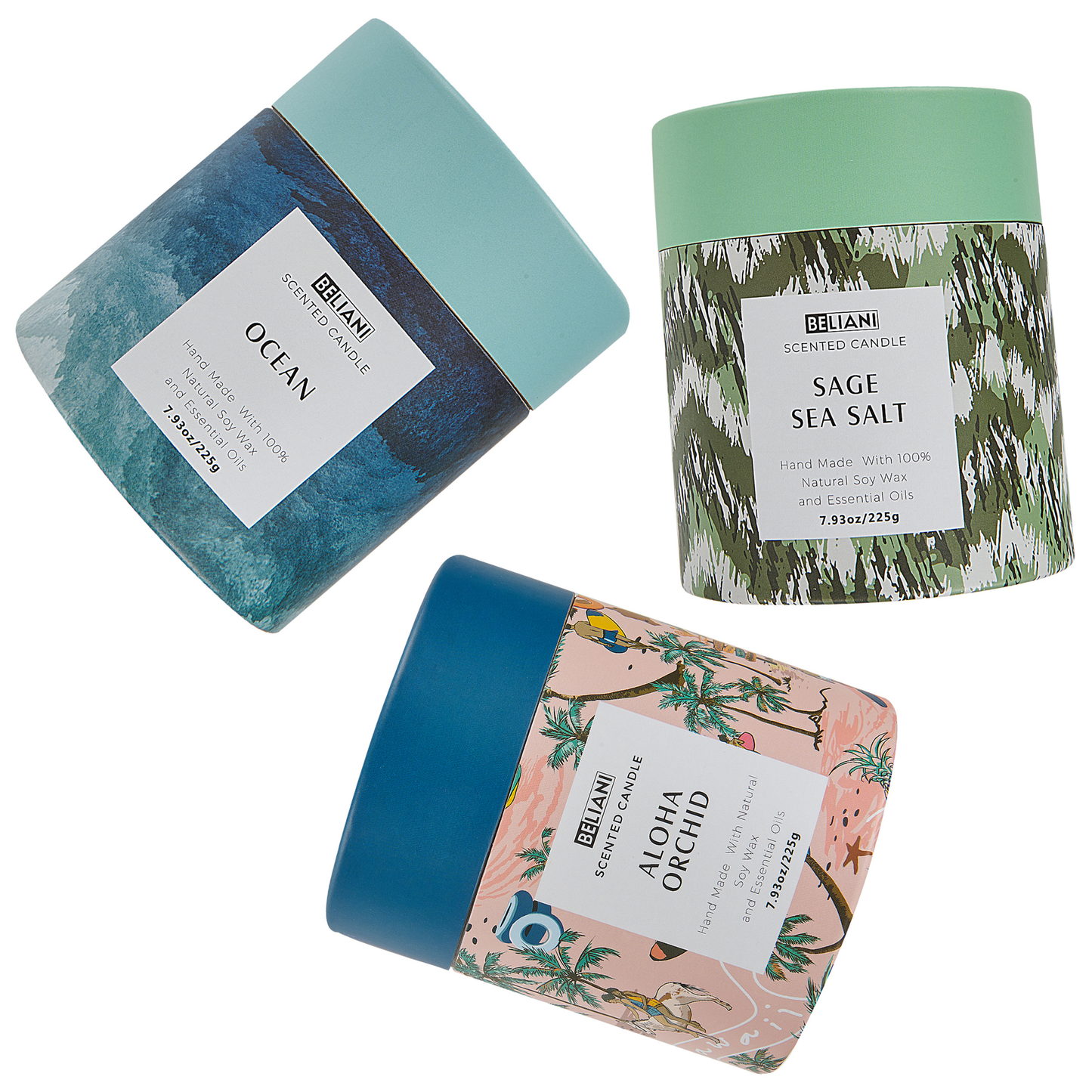 Duftkerzen 3er Set COLORFUL BARREL Sojawachs Frische Note Blumige Note