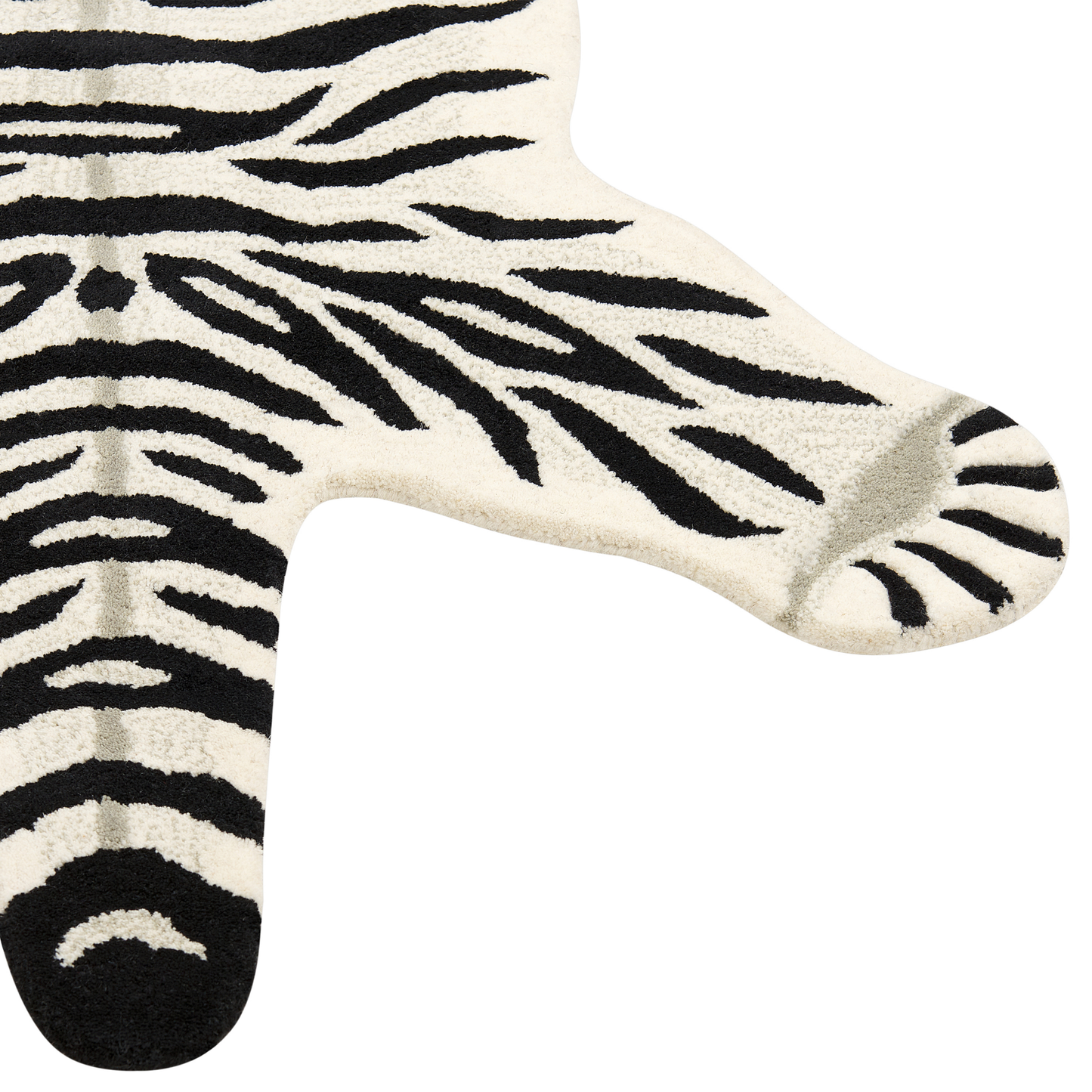 Kinderteppich Wolle weiss / schwarz 100 x 160 cm Tigermotiv SHERE