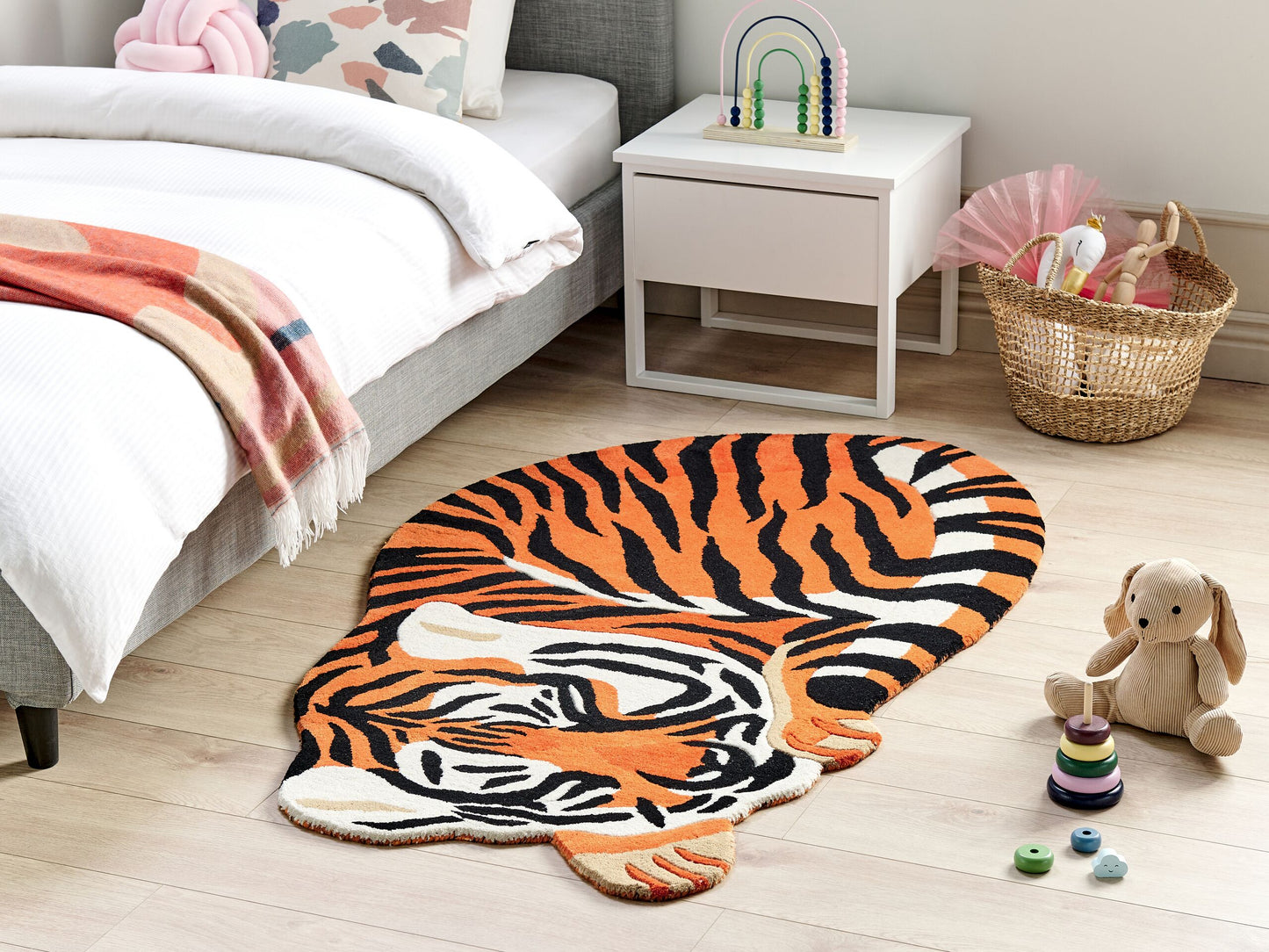 Kinderteppich Wolle orange 100 x 155 cm Tigermotiv RAJAH