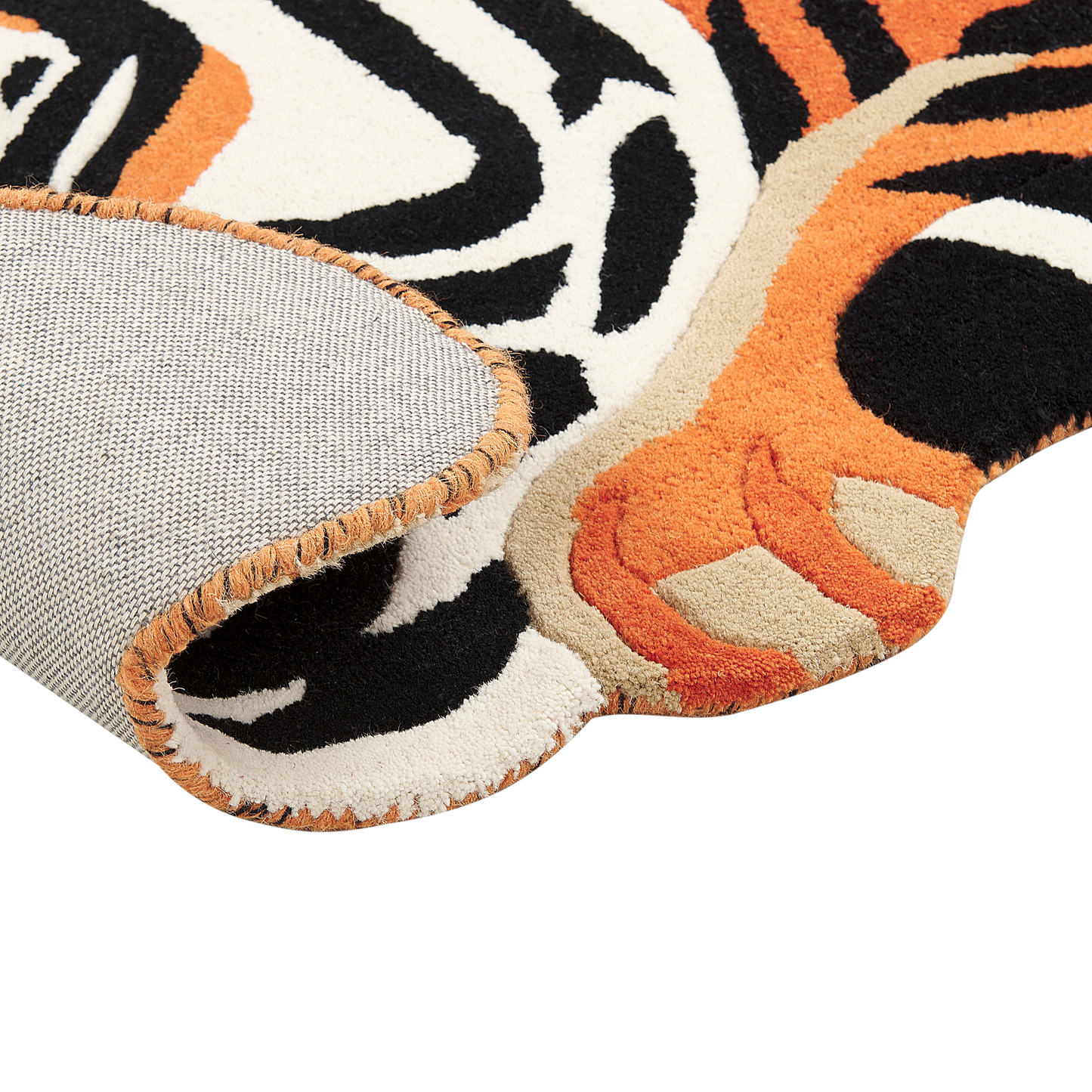 Kinderteppich Wolle orange 100 x 155 cm Tigermotiv RAJAH