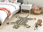 Kinderteppich Wolle beige / schwarz 100 x 160 cm Leopardenmotiv AZAAD
