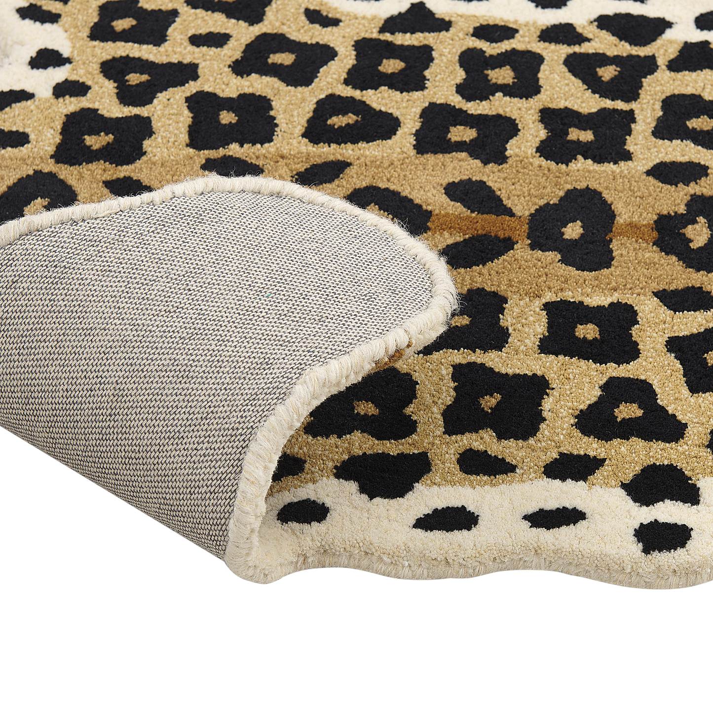 Kinderteppich Wolle beige / schwarz 100 x 160 cm Leopardenmotiv AZAAD