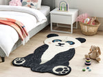 Kinderteppich Wolle schwarz / weiss 100 x 160 cm Pandamotiv JINGJING