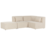 3-Sitzer Ecksofa Cord hellbeige linksseitig mit Ottomane LEMVIG