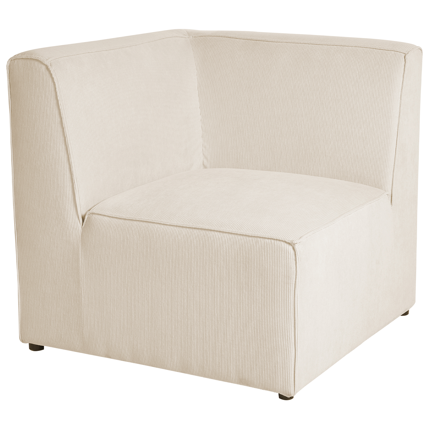3-Sitzer Ecksofa Cord hellbeige linksseitig mit Ottomane LEMVIG