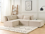 3-Sitzer Ecksofa Cord hellbeige rechtsseitig mit Ottomane LEMVIG