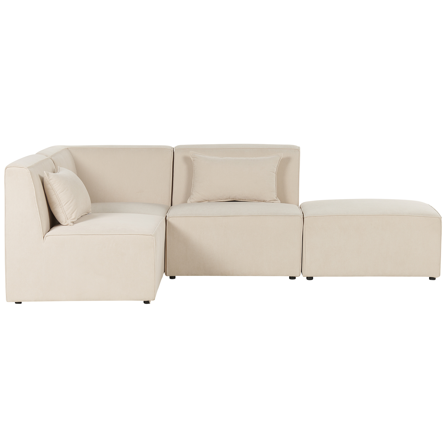 3-Sitzer Ecksofa Cord hellbeige rechtsseitig mit Ottomane LEMVIG