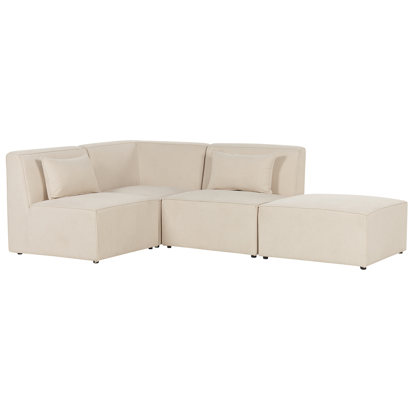 3-Sitzer Ecksofa Cord hellbeige rechtsseitig mit Ottomane LEMVIG