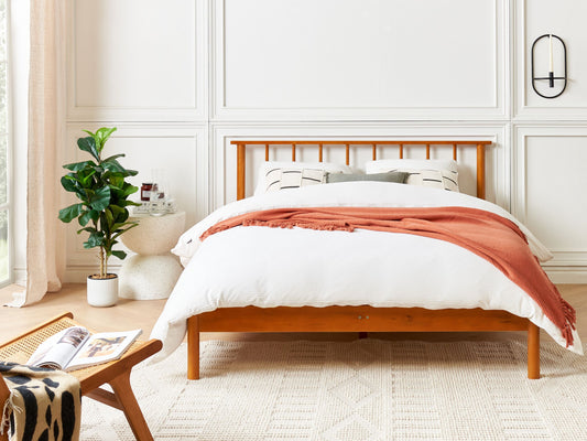 Bett mit Lattenrost Kiefernholz BARRET 140 x 200 cm Braun