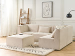4-Sitzer Ecksofa Cord hellbeige linksseitig mit Ottomane LEMVIG