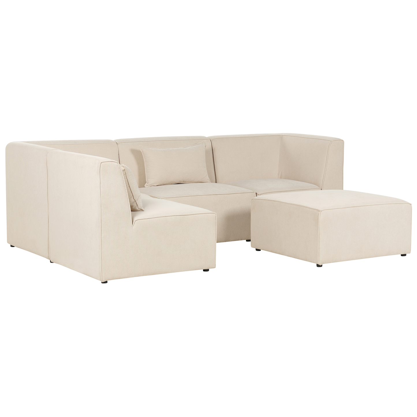 4-Sitzer Ecksofa Cord hellbeige rechtsseitig mit Ottomane LEMVIG