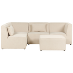 4-Sitzer Ecksofa Cord hellbeige rechtsseitig mit Ottomane LEMVIG