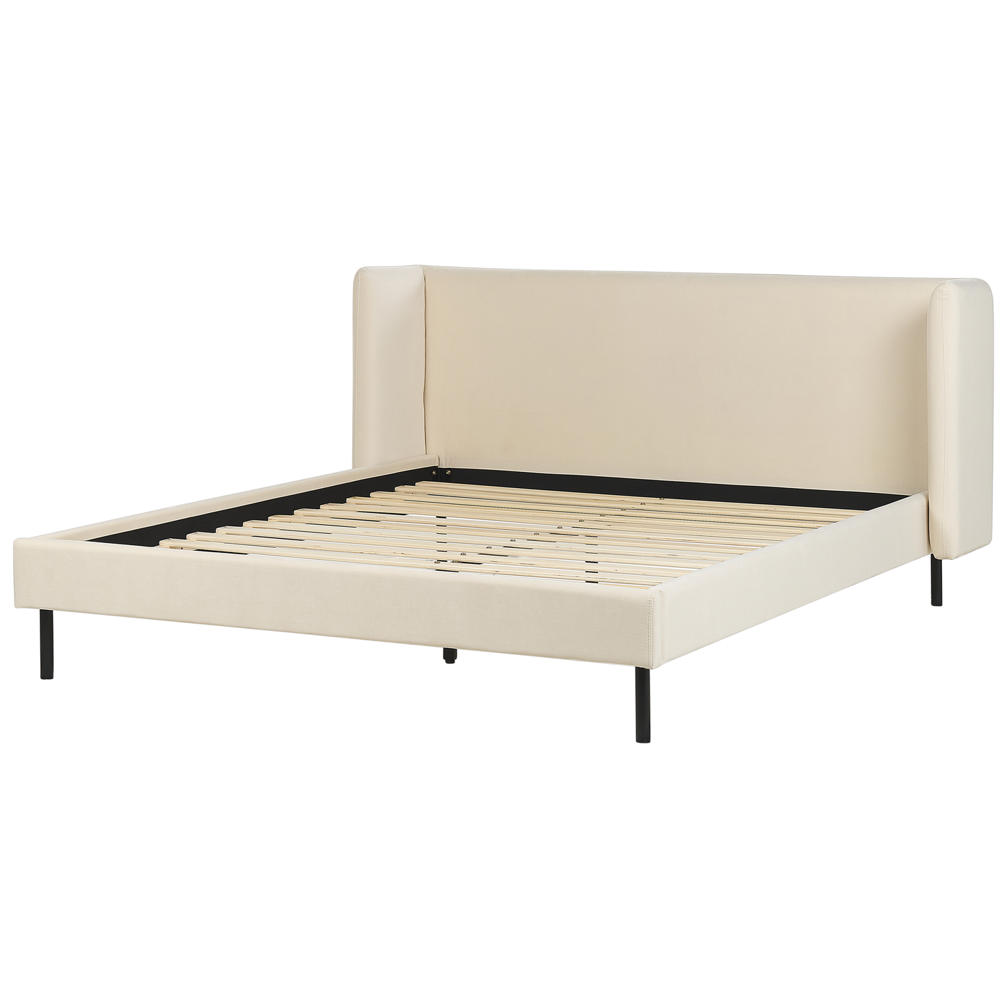 Bett mit Lattenrost Samtstoff ARETTE 160 x 200 cm Hellbeige