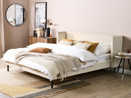 Bett mit Lattenrost Samtstoff ARETTE 180 x 200 cm Hellbeige