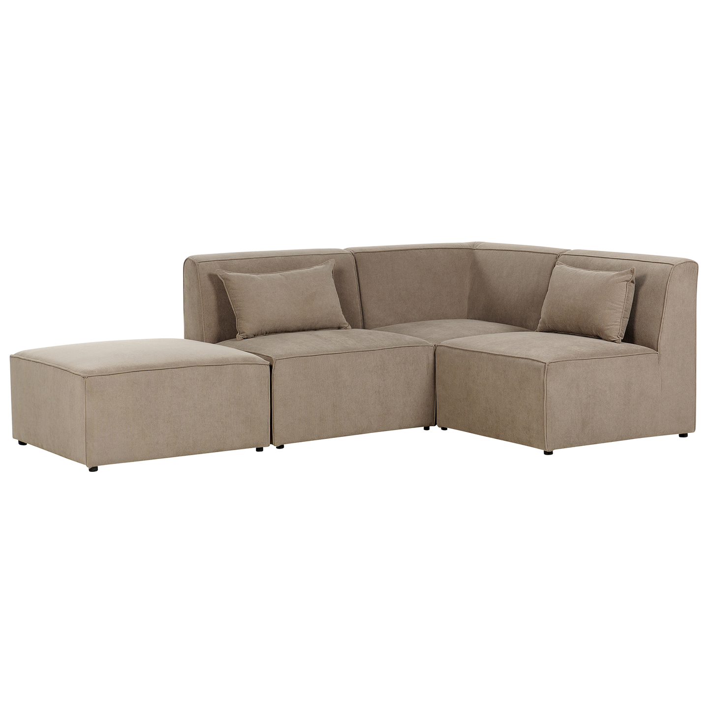 3-Sitzer Ecksofa Cord taupe linksseitig mit Ottomane LEMVIG
