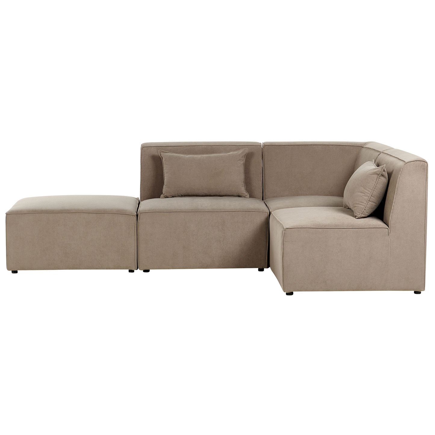3-Sitzer Ecksofa Cord taupe linksseitig mit Ottomane LEMVIG