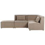 3-Sitzer Ecksofa Cord taupe linksseitig mit Ottomane LEMVIG