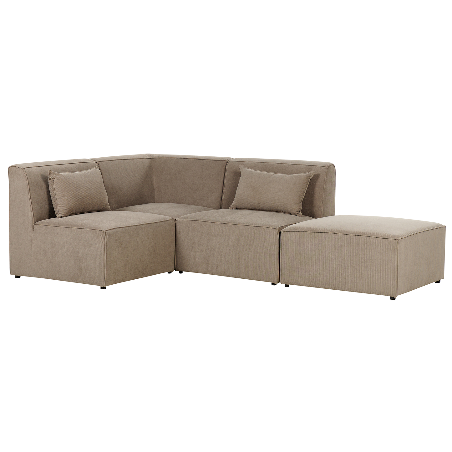 3-Sitzer Ecksofa Cord taupe rechtsseitig mit Ottomane LEMVIG