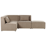3-Sitzer Ecksofa Cord taupe rechtsseitig mit Ottomane LEMVIG