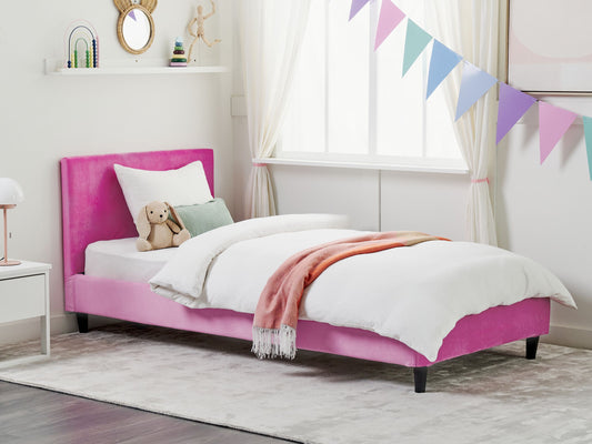 Bettrahmenbezug Samtstoff FITOU 90 x 200 cm Fuchsia