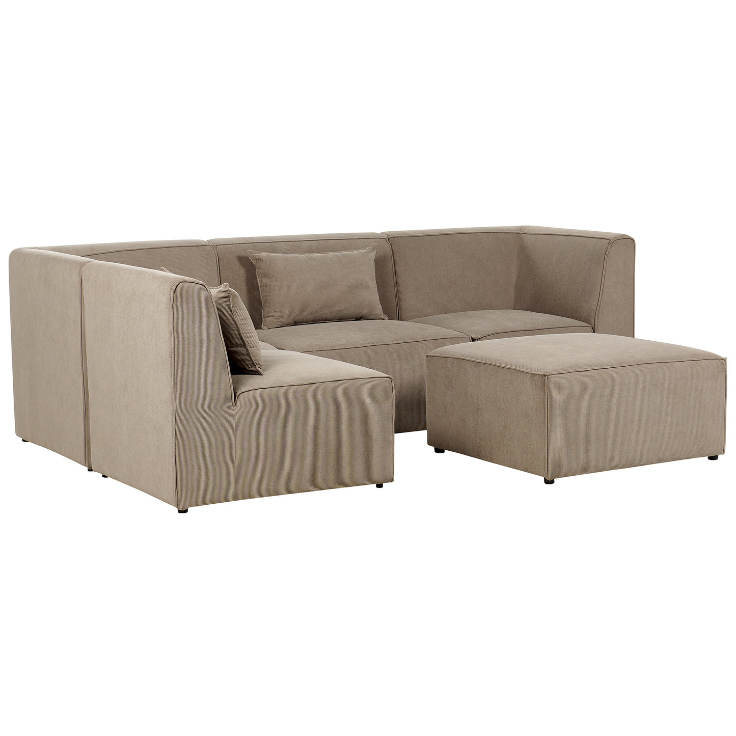 4-Sitzer Ecksofa Cord taupe rechtsseitig mit Ottomane LEMVIG