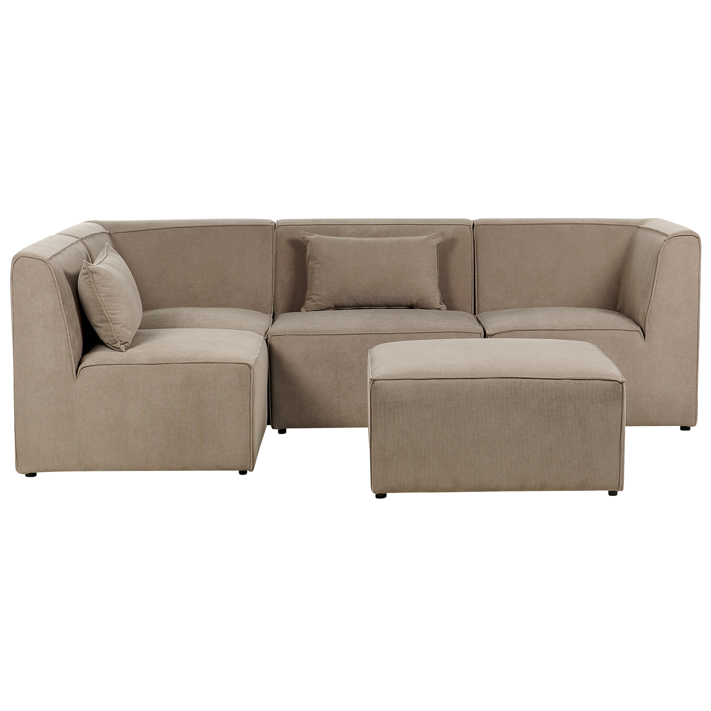 4-Sitzer Ecksofa Cord taupe rechtsseitig mit Ottomane LEMVIG