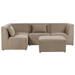 4-Sitzer Ecksofa Cord taupe rechtsseitig mit Ottomane LEMVIG