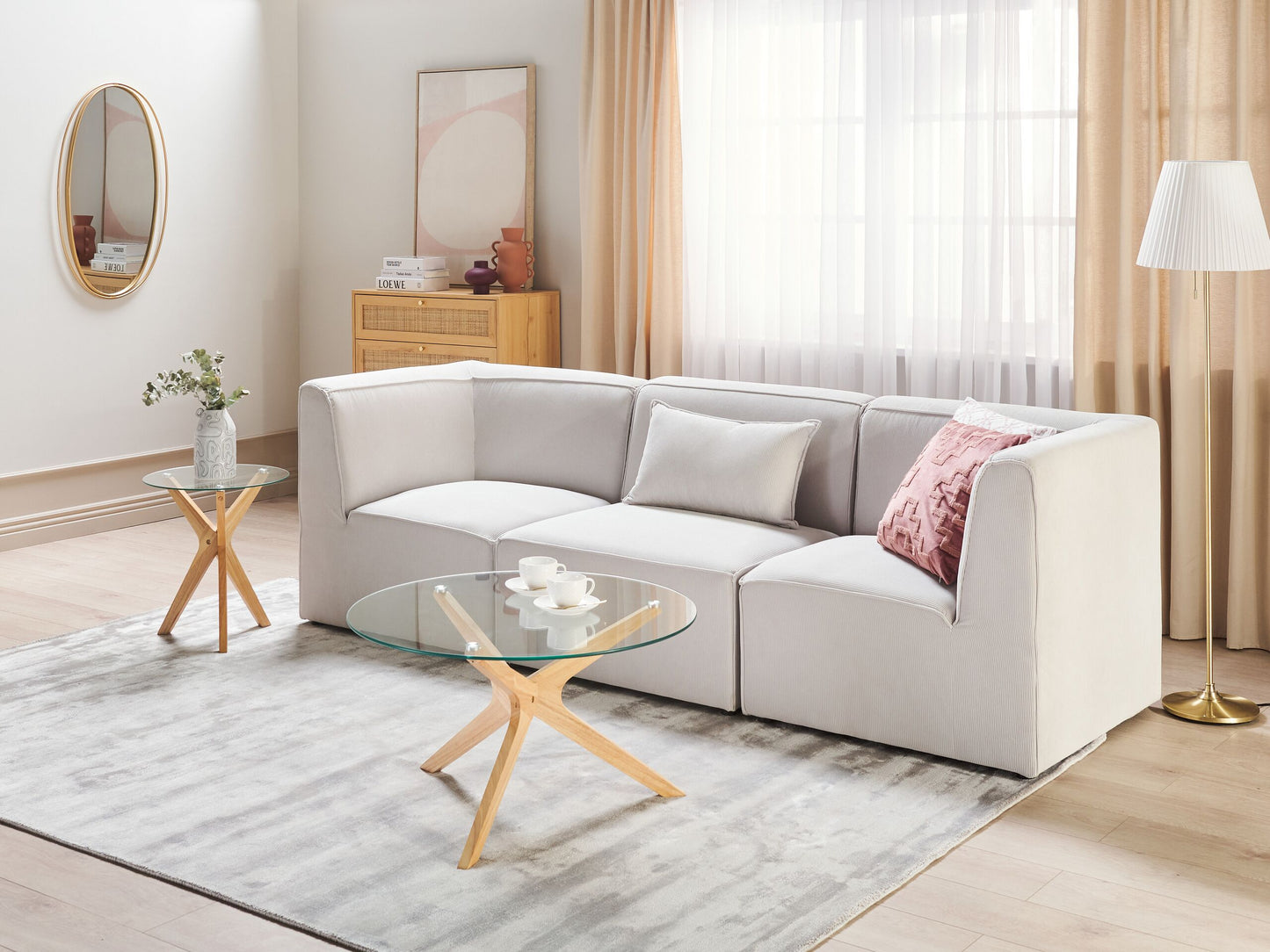 3-Sitzer Sofa Cord cremeweiss LEMVIG