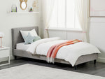 Bett mit Lattenrost Stoff FITOU 90 x 200 cm Hellgrau