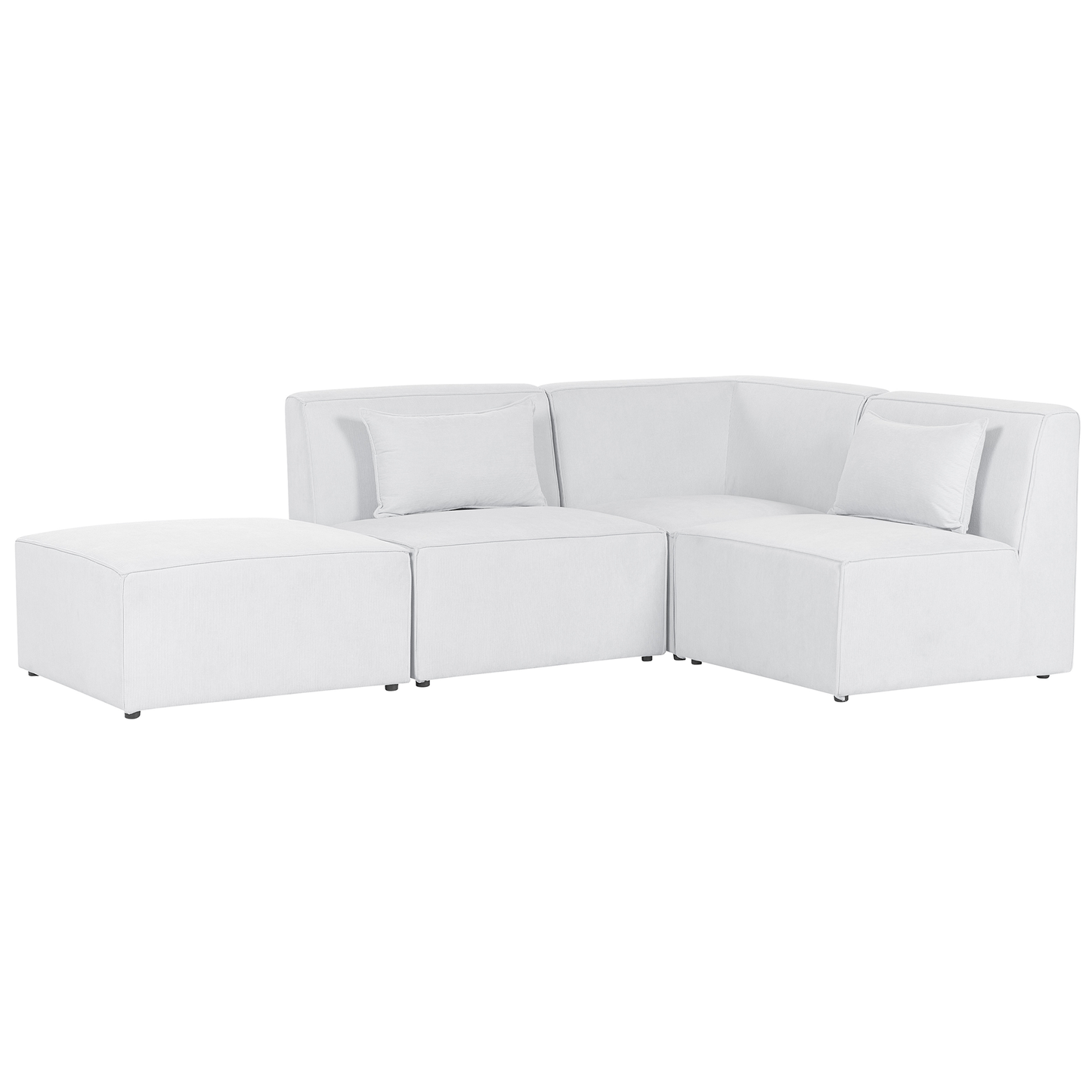 3-Sitzer Ecksofa Cord cremeweiss linksseitig mit Ottomane LEMVIG