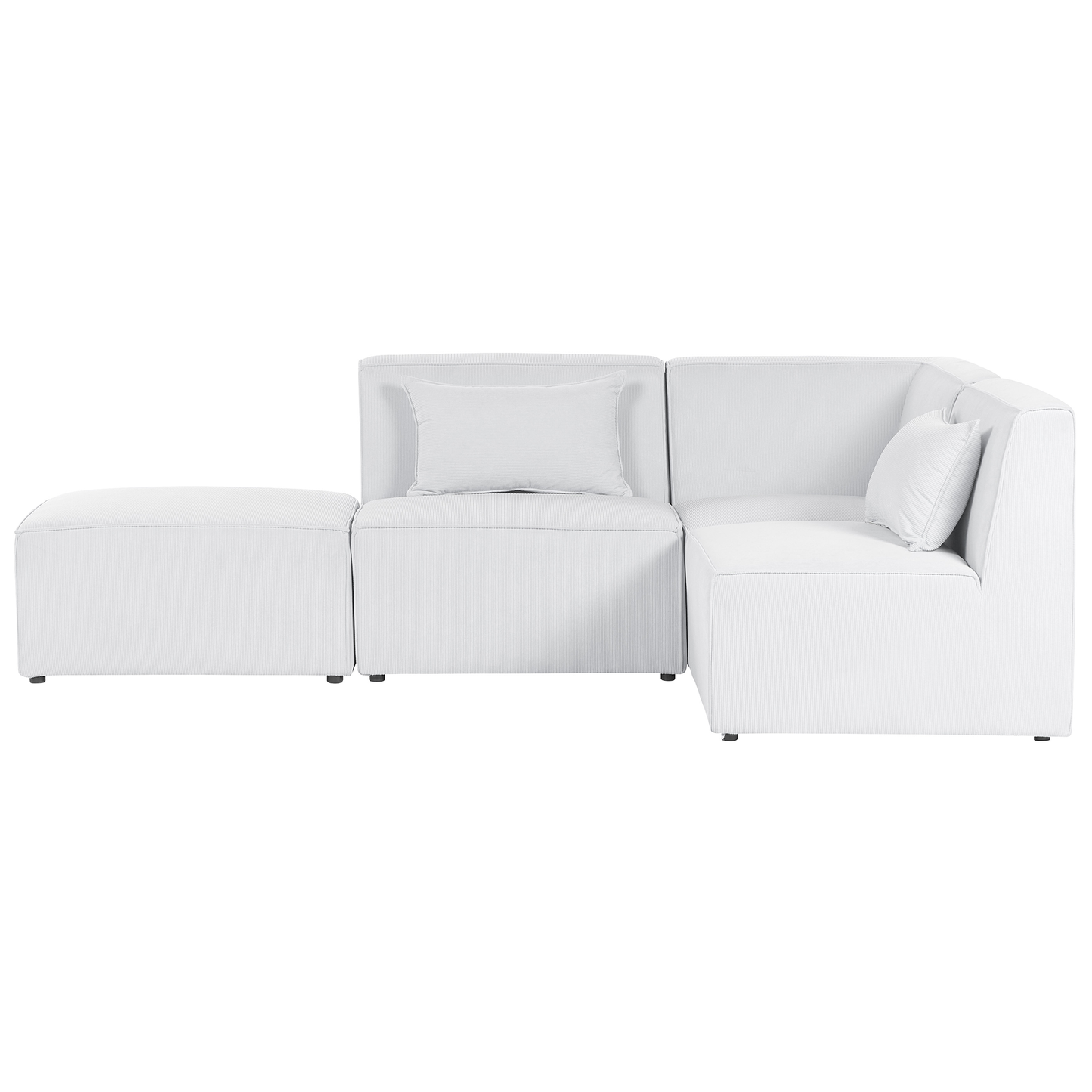 3-Sitzer Ecksofa Cord cremeweiss linksseitig mit Ottomane LEMVIG