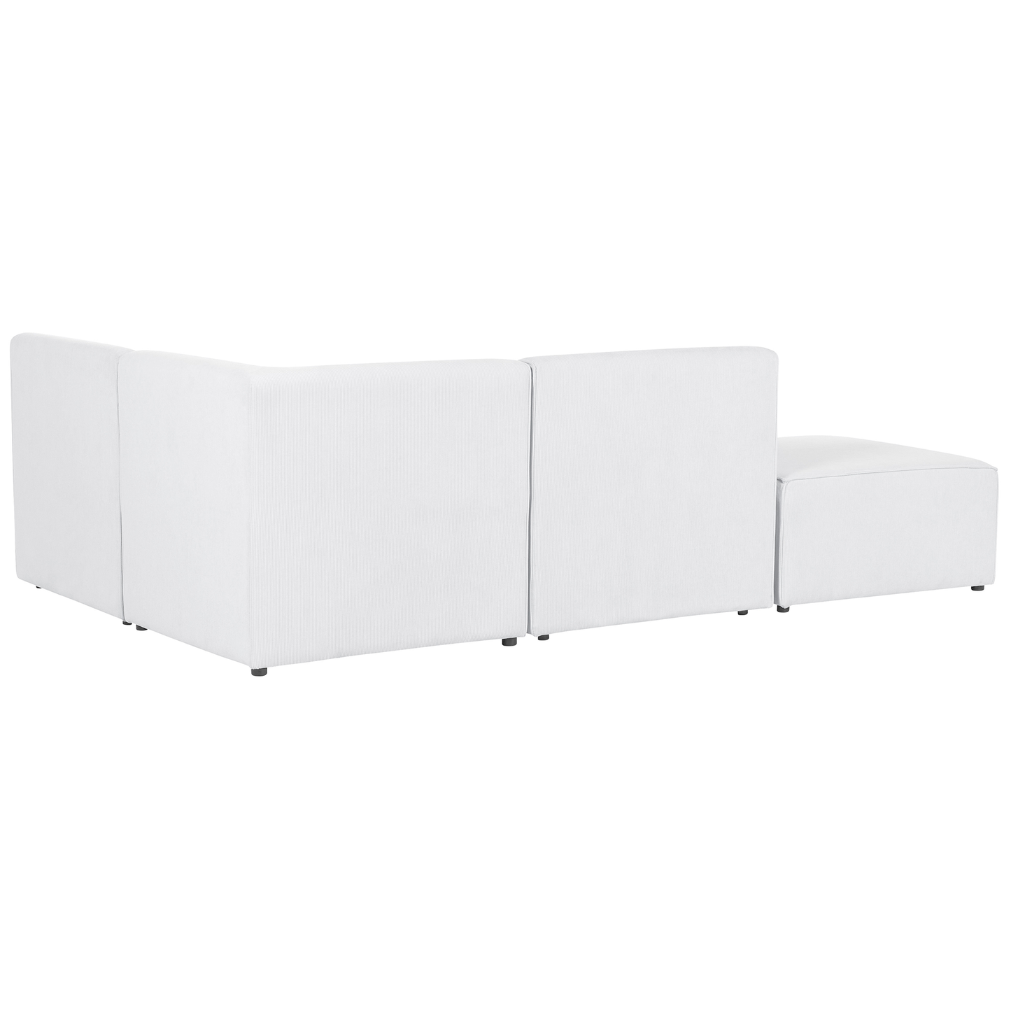 3-Sitzer Ecksofa Cord cremeweiss linksseitig mit Ottomane LEMVIG