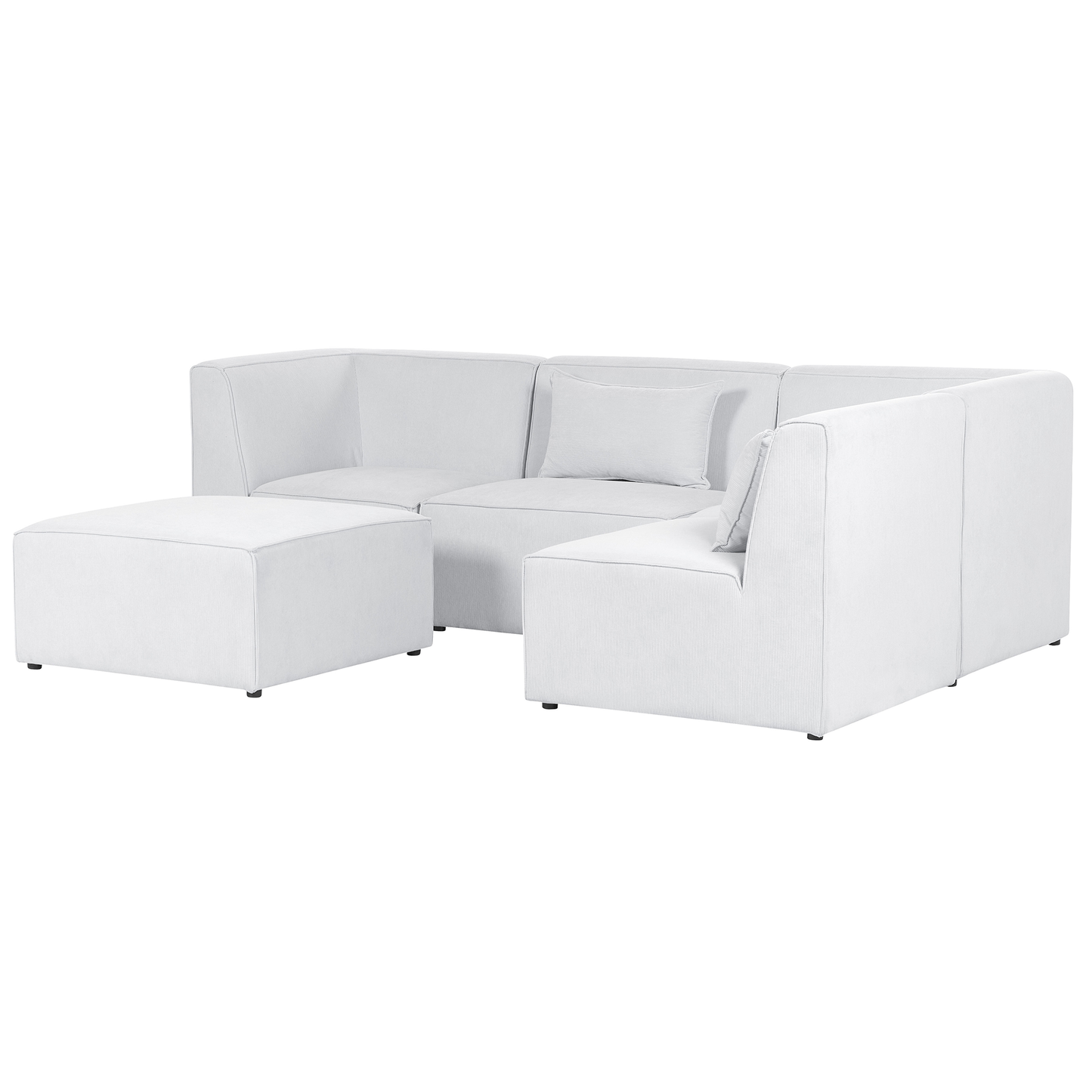 4-Sitzer Ecksofa Cord cremeweiss linksseitig mit Ottomane LEMVIG