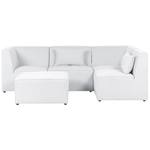 4-Sitzer Ecksofa Cord cremeweiss linksseitig mit Ottomane LEMVIG