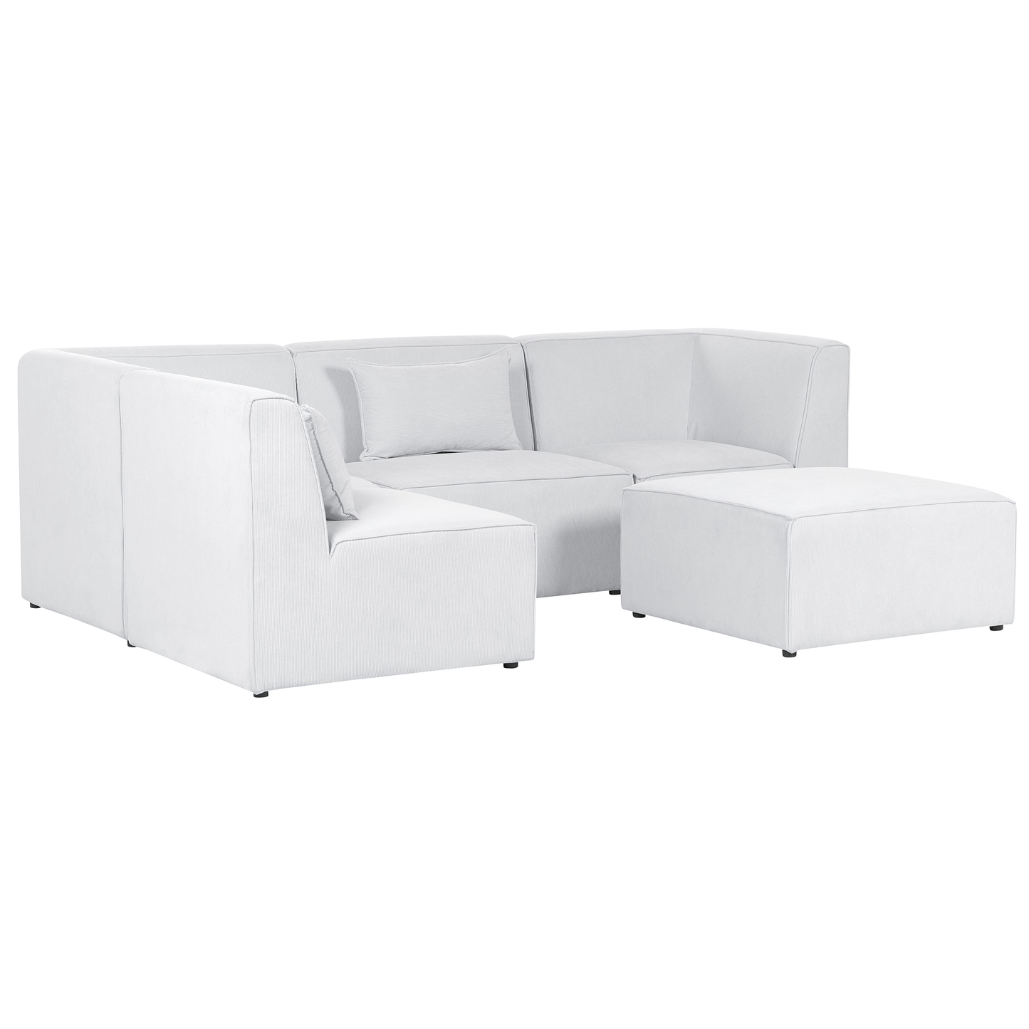 4-Sitzer Ecksofa Cord cremeweiss rechtsseitig mit Ottomane LEMVIG