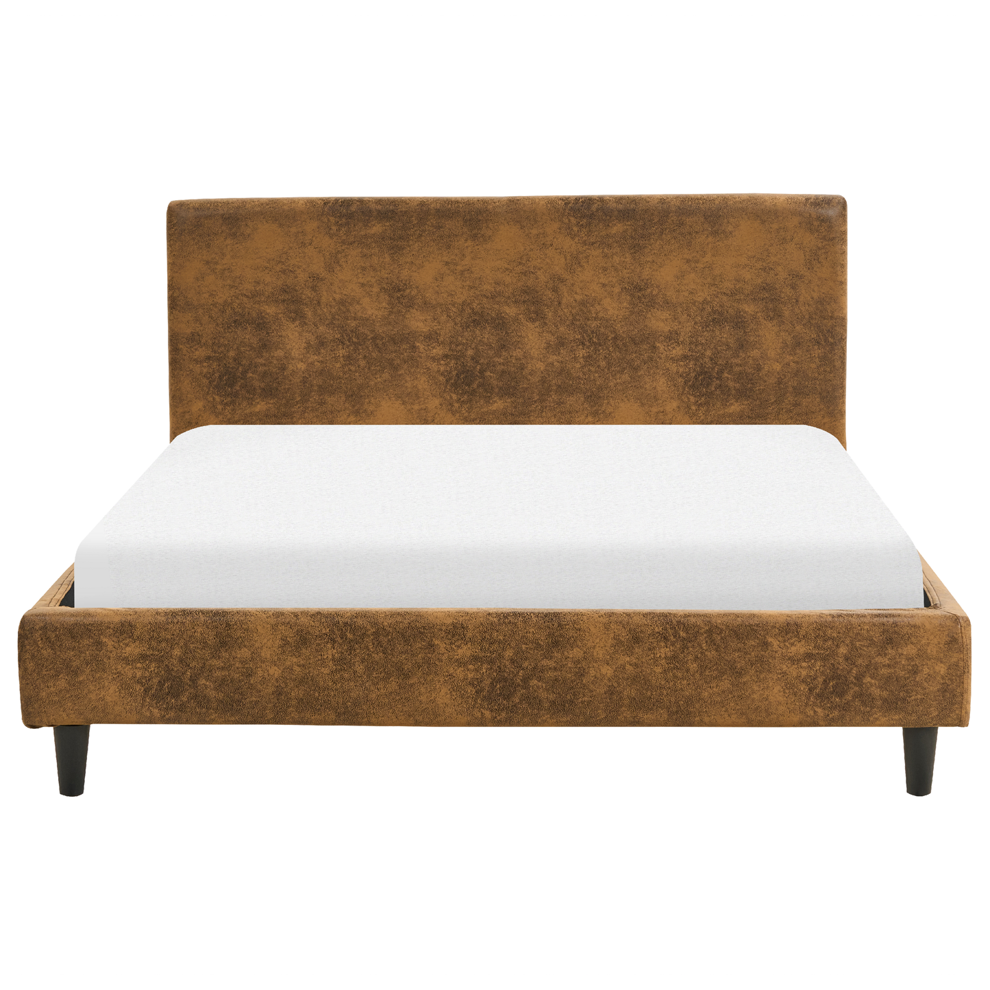 Bett mit Lattenrost Kunstleder FITOU 140 x 200 cm Braun