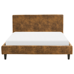 Bett mit Lattenrost Kunstleder FITOU 140 x 200 cm Braun