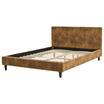 Bett mit Lattenrost Kunstleder FITOU 140 x 200 cm Braun