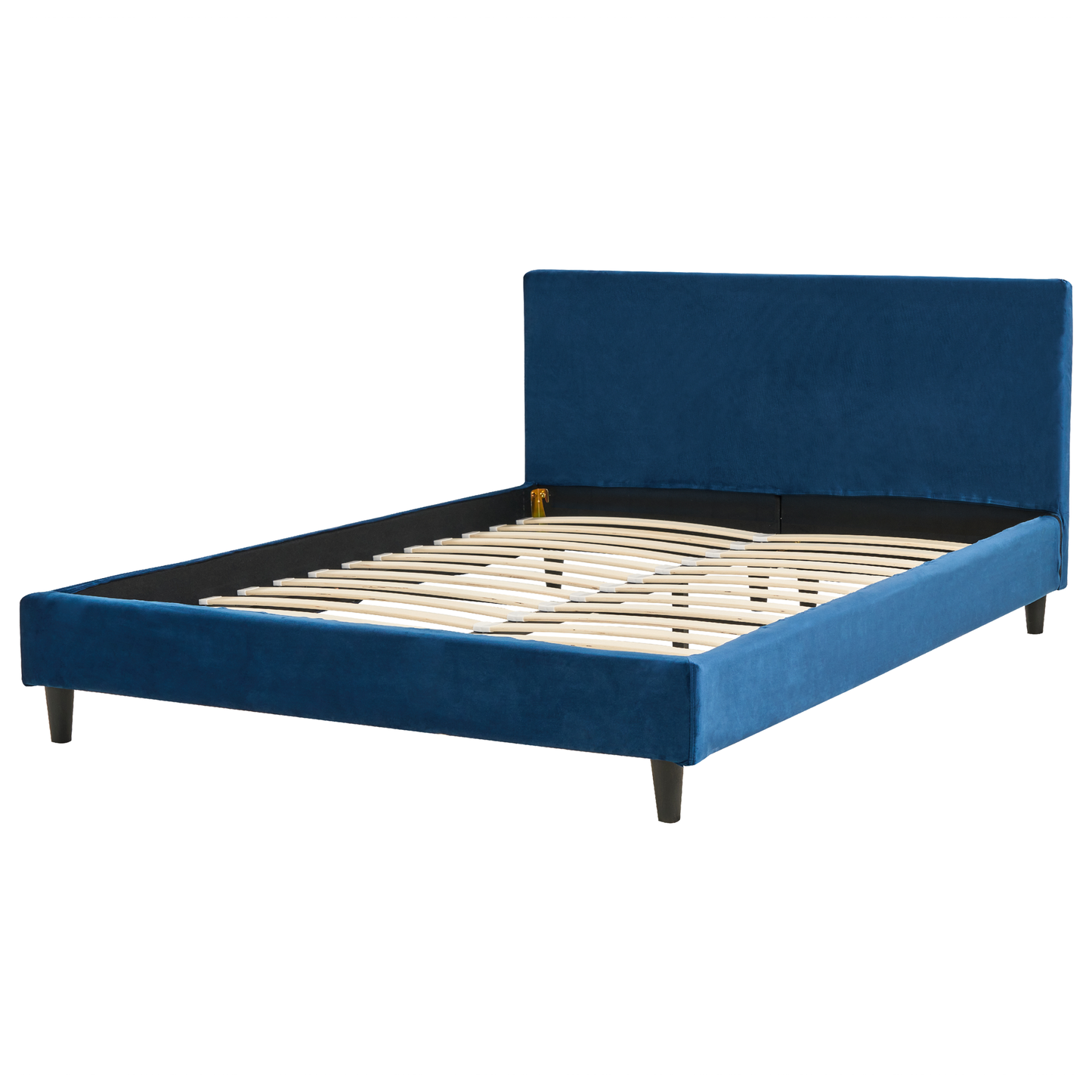 Bett mit Lattenrost Samtstoff FITOU 140 x 200 cm Dunkelblau