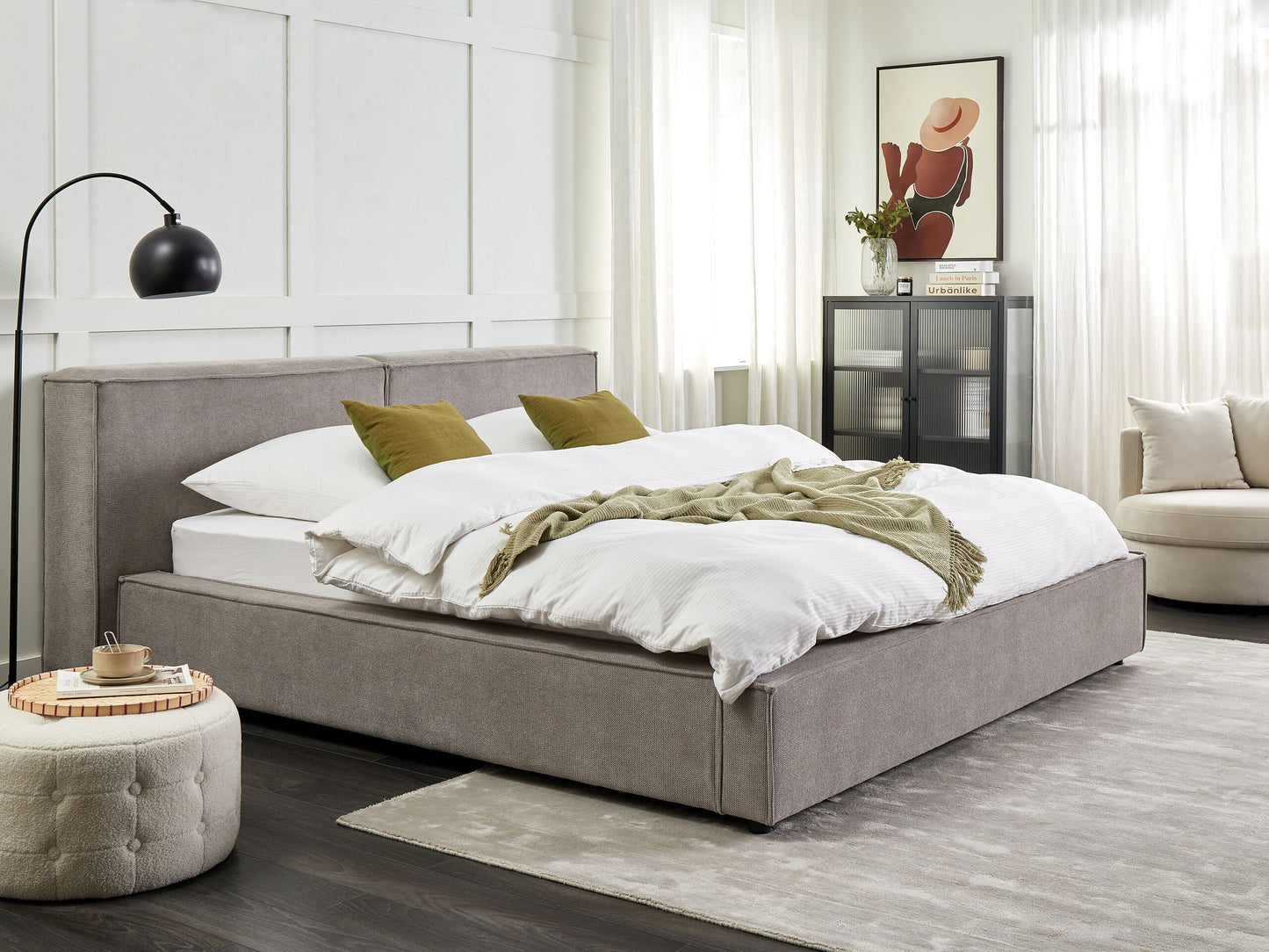Bett mit Lattenrost Stoff LINARDS 180 x 200 cm Grau