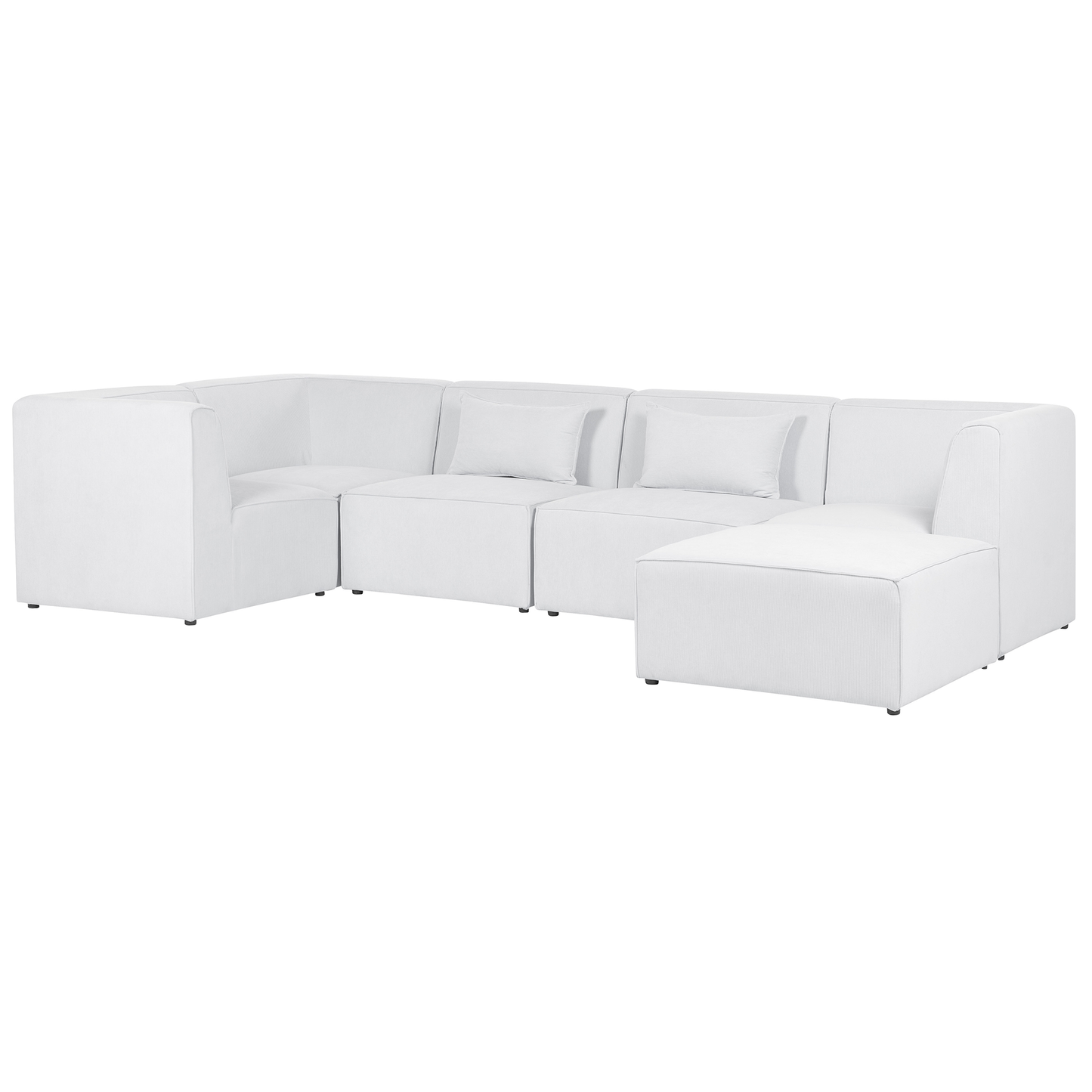 5-Sitzer Ecksofa Cord cremeweiss rechtsseitig mit Ottomane LEMVIG
