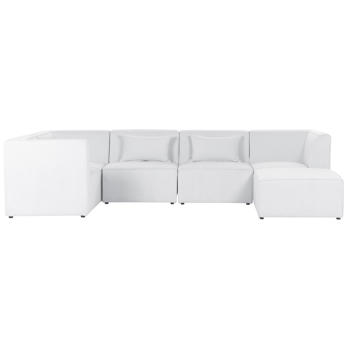 5-Sitzer Ecksofa Cord cremeweiss rechtsseitig mit Ottomane LEMVIG