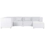 5-Sitzer Ecksofa Cord cremeweiss rechtsseitig mit Ottomane LEMVIG