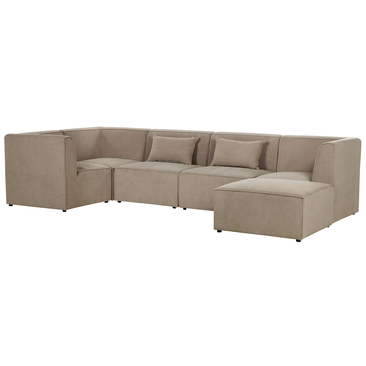 5-Sitzer Ecksofa Cord taupe rechtsseitig mit Ottomane LEMVIG